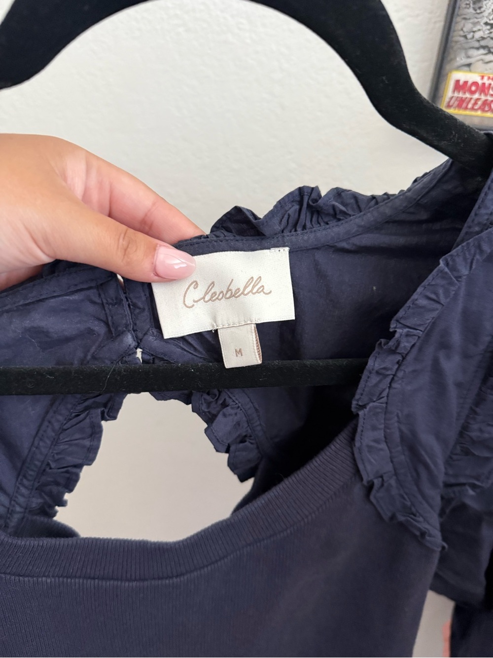 Cleobella Navy Ruffle top - Picture 3 of 4